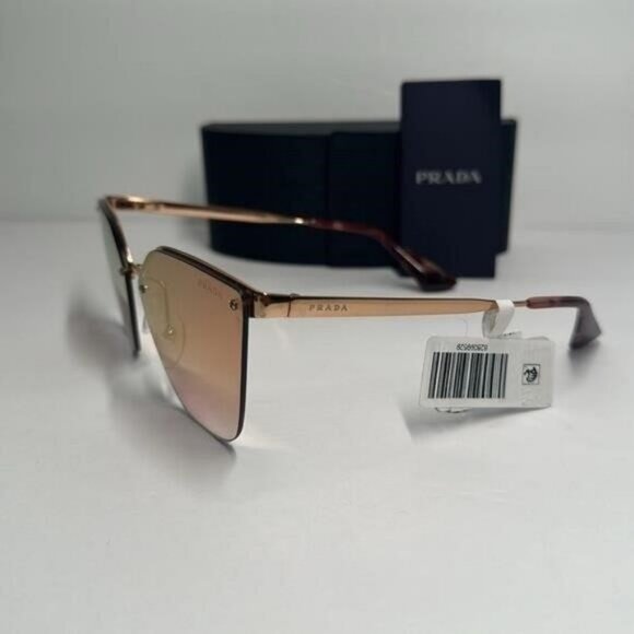 💯- New Prada Cinéma Dark Gold Irregular Cat Eye Sunglasses Cinéma Collection - Picture 11 of 12